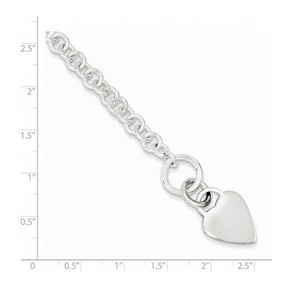 7.5 Zoll Sterlingsilber Poliert Herz Armband
