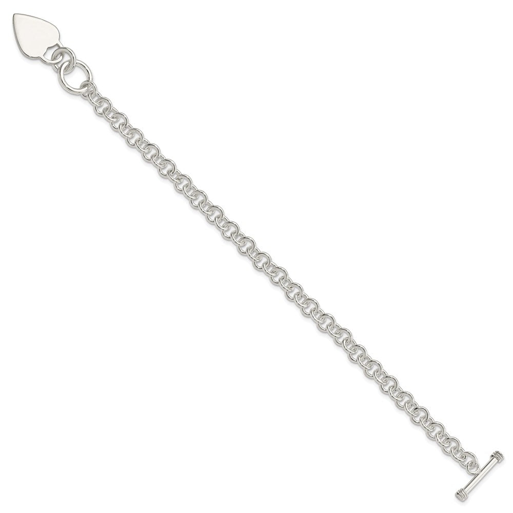 7.5 Zoll Sterlingsilber Poliert Herz Armband