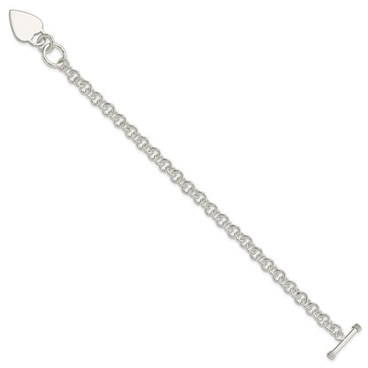 7.5 Zoll Sterlingsilber Poliert Herz Armband