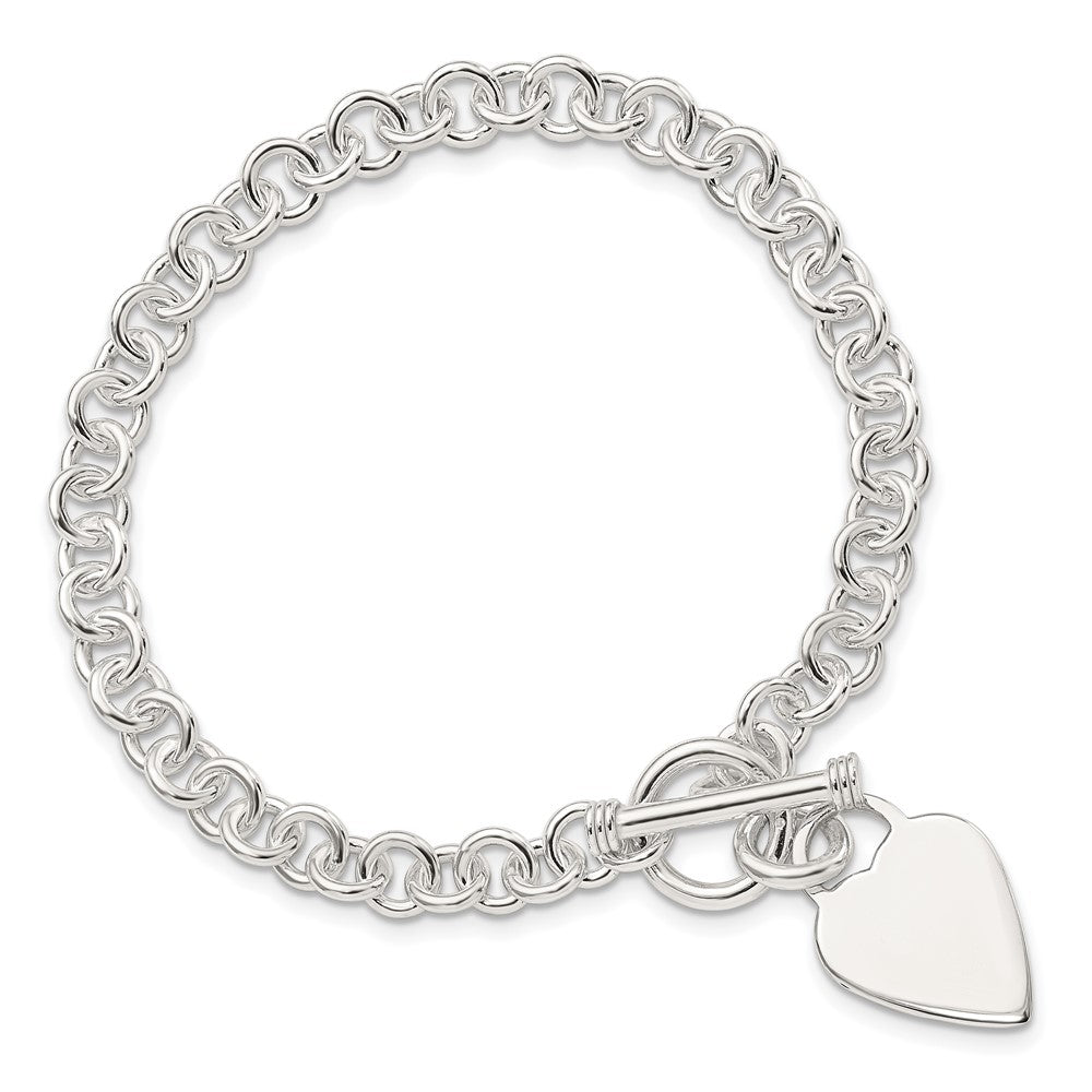 7.5 Zoll Sterlingsilber Poliert Herz Armband