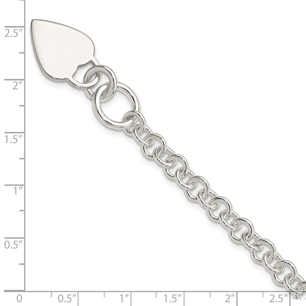 7.5 Zoll Sterlingsilber Poliert Herz Armband