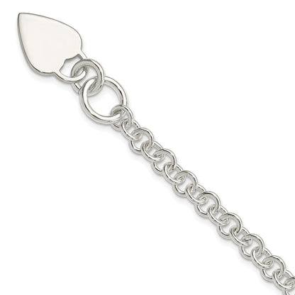 7.5 Zoll Sterlingsilber Poliert Herz Armband