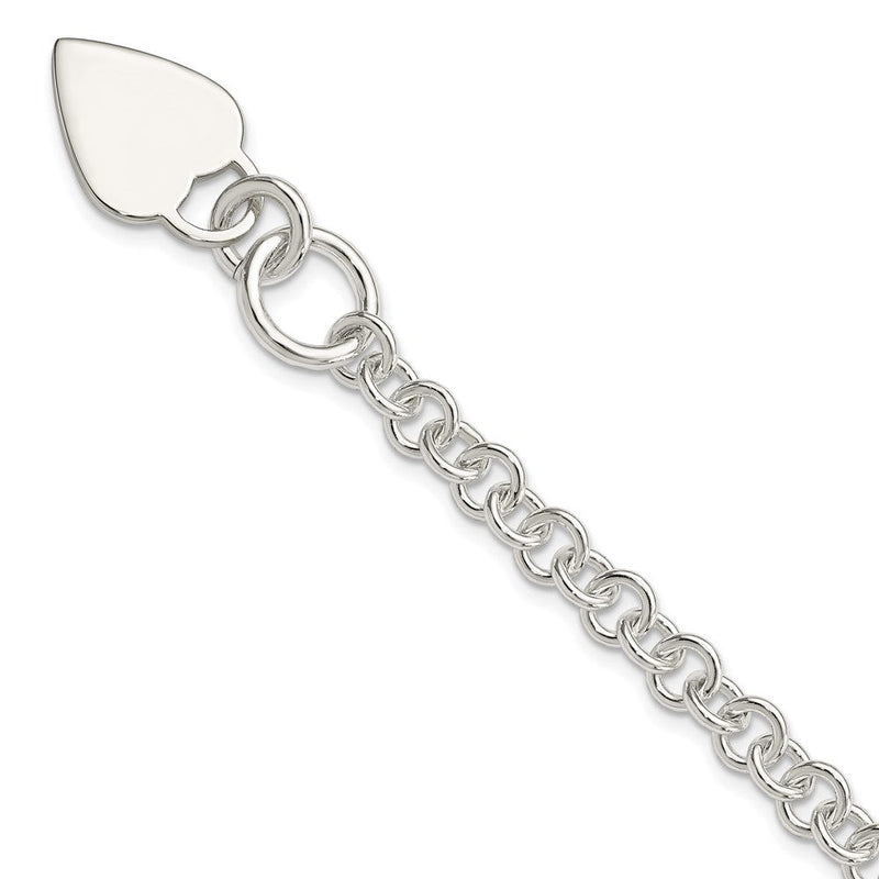 7.5 Zoll Sterlingsilber Poliert Herz Armband