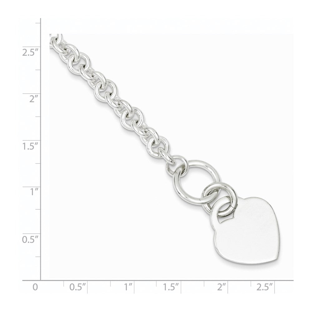 8.5 Zoll Sterlingsilber Poliert Gravierbar Herz Armband