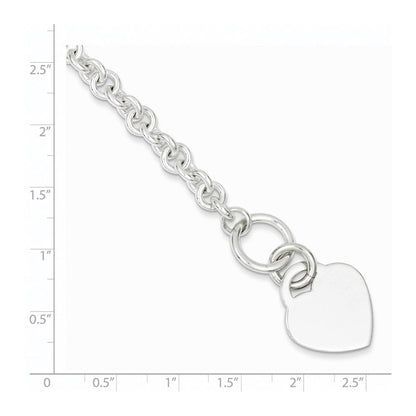8.5 Zoll Sterlingsilber Poliert Gravierbar Herz Armband