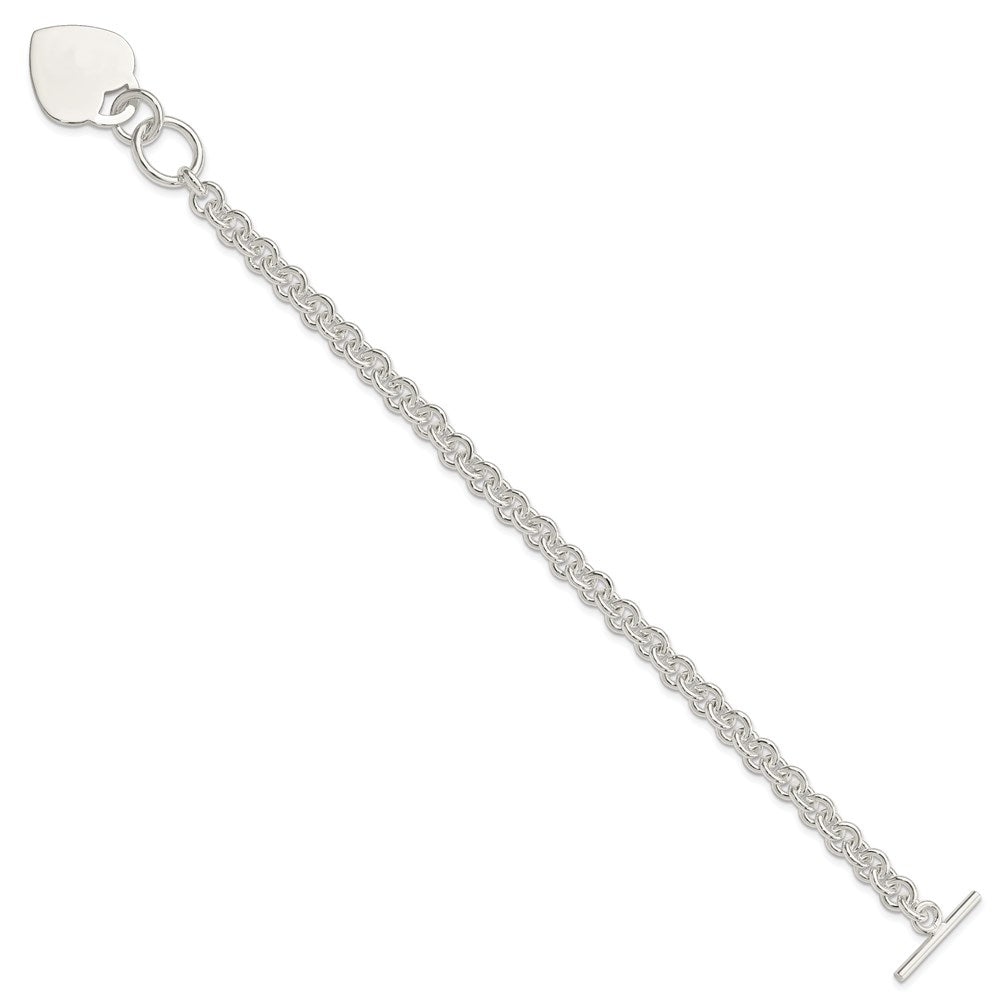8.5 Zoll Sterlingsilber Poliert Gravierbar Herz Armband