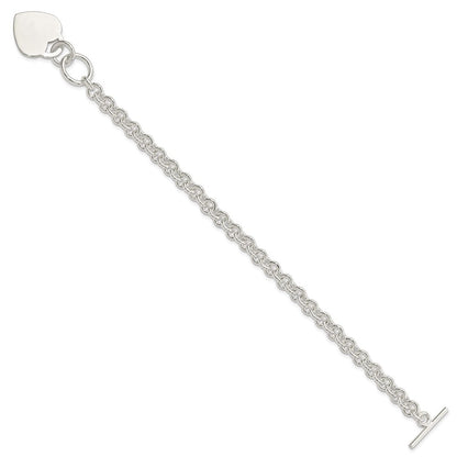 8.5 Zoll Sterlingsilber Poliert Gravierbar Herz Armband