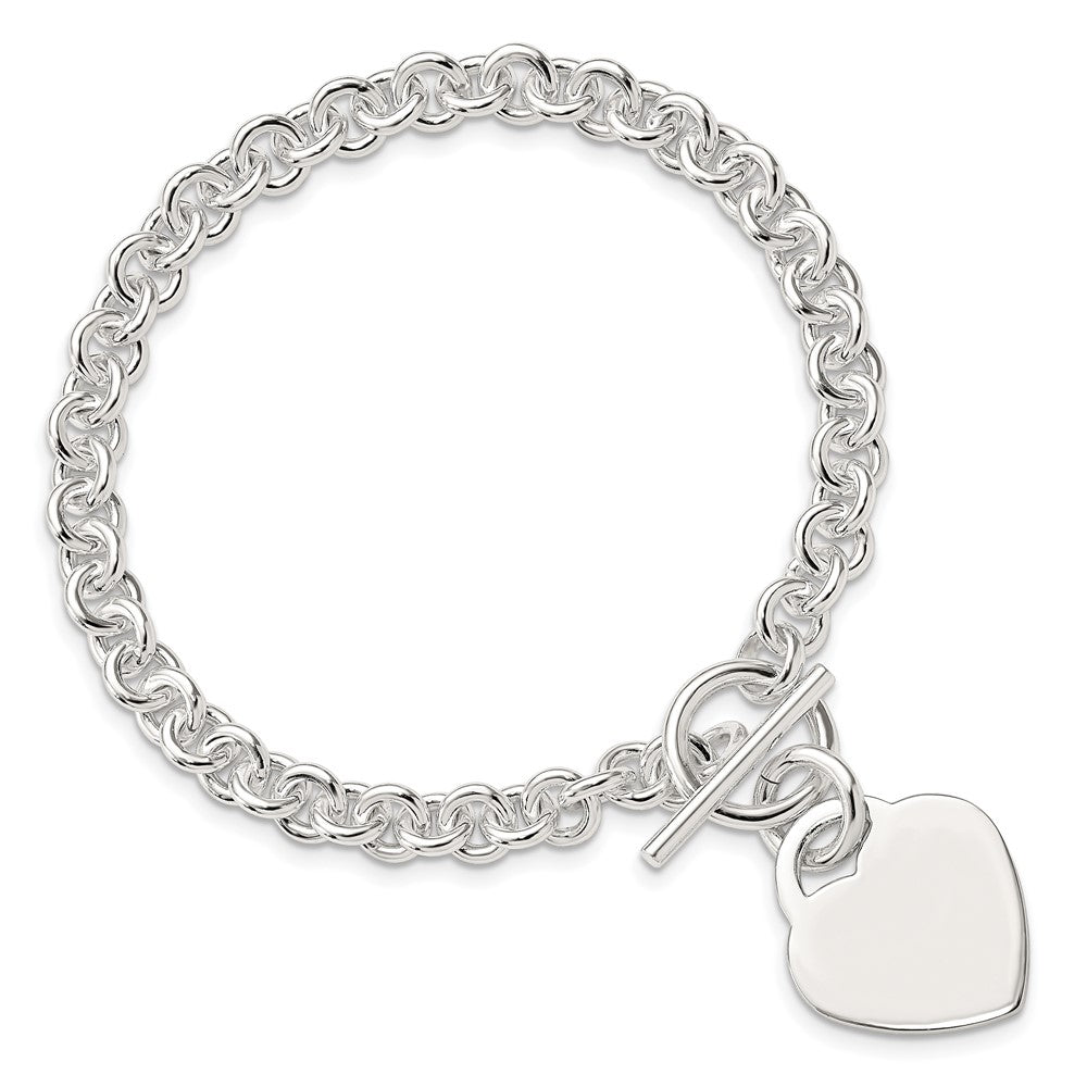 8.5 Zoll Sterlingsilber Poliert Gravierbar Herz Armband