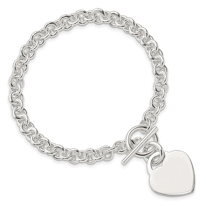 8.5 Zoll Sterlingsilber Poliert Gravierbar Herz Armband