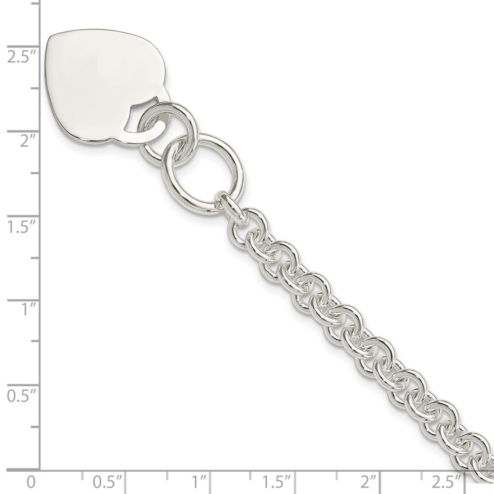 8.5 Zoll Sterlingsilber Poliert Gravierbar Herz Armband