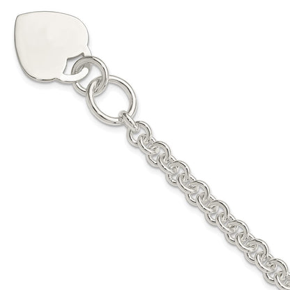 8.5 Zoll Sterlingsilber Poliert Gravierbar Herz Armband