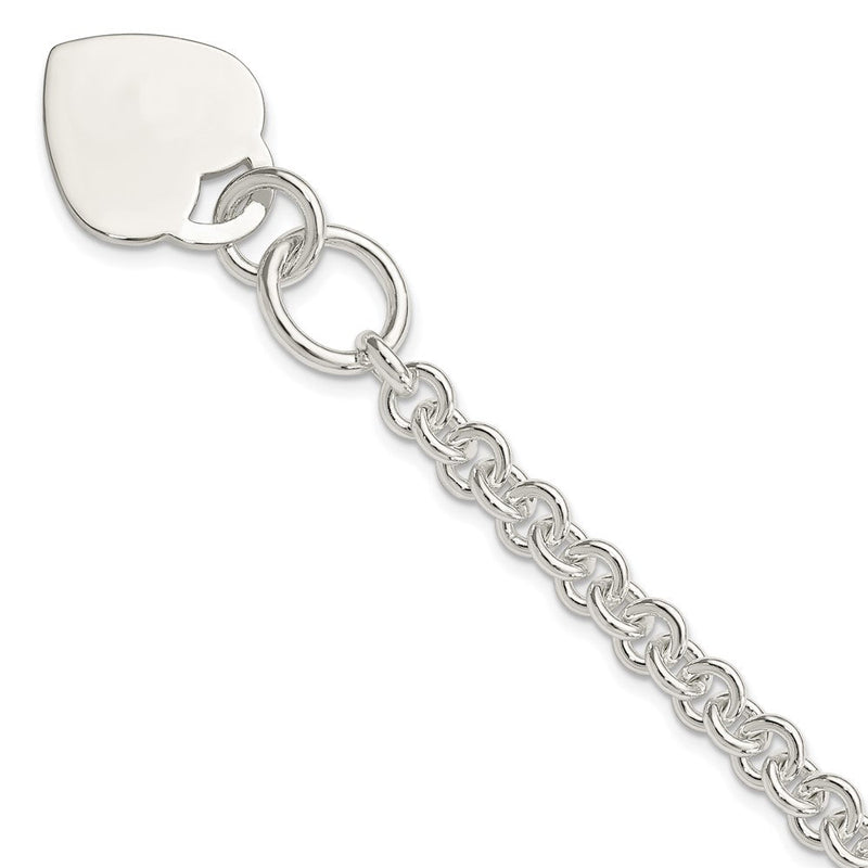 8.5 Zoll Sterlingsilber Poliert Gravierbar Herz Armband