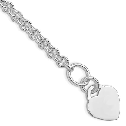 Sterlingsilber Rhodiniert Poliert Herz Armband