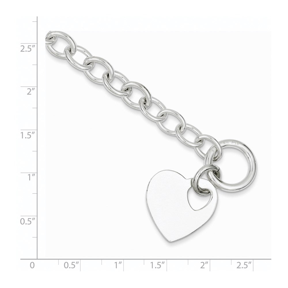 8.5 Zoll Sterlingsilber Poliert Gravierbar Herz Armband