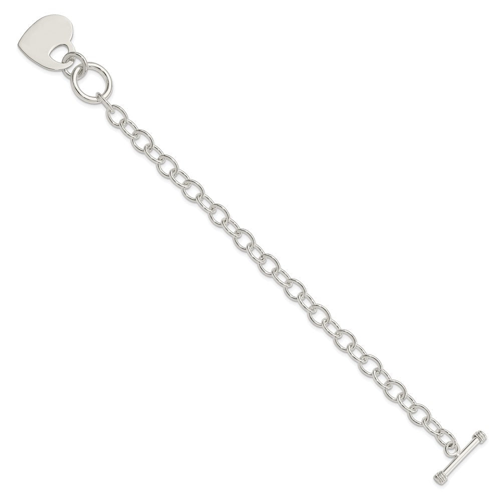 8.5 Zoll Sterlingsilber Poliert Gravierbar Herz Armband