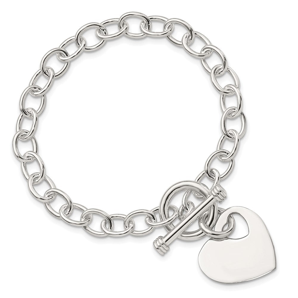 8.5 Zoll Sterlingsilber Poliert Gravierbar Herz Armband