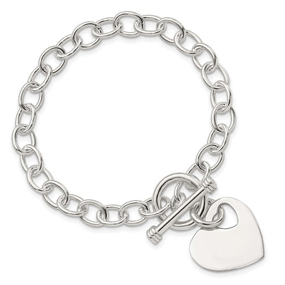 8.5 Zoll Sterlingsilber Poliert Gravierbar Herz Armband