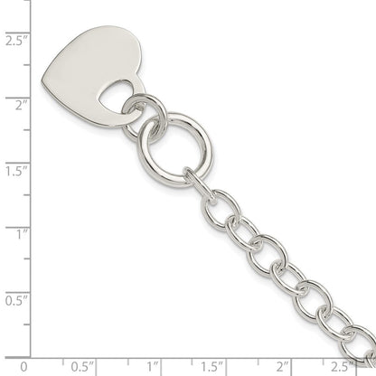 8.5 Zoll Sterlingsilber Poliert Gravierbar Herz Armband