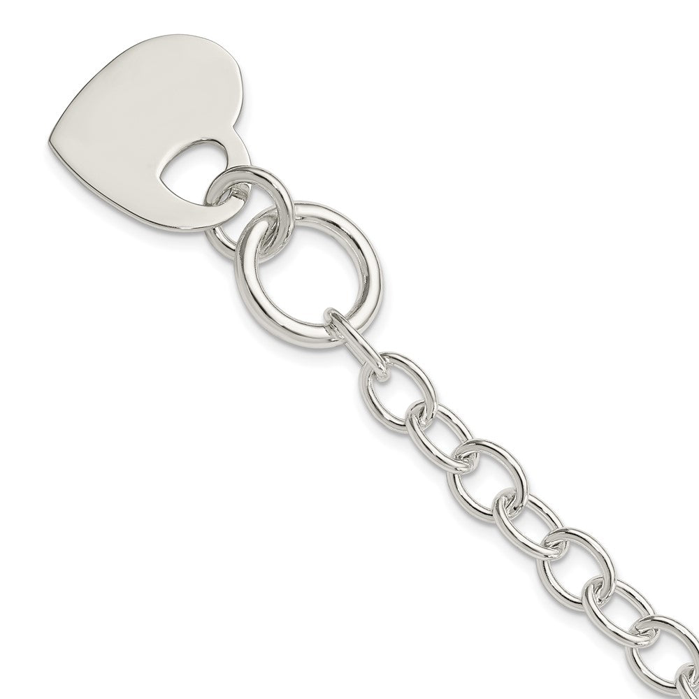 8.5 Zoll Sterlingsilber Poliert Gravierbar Herz Armband