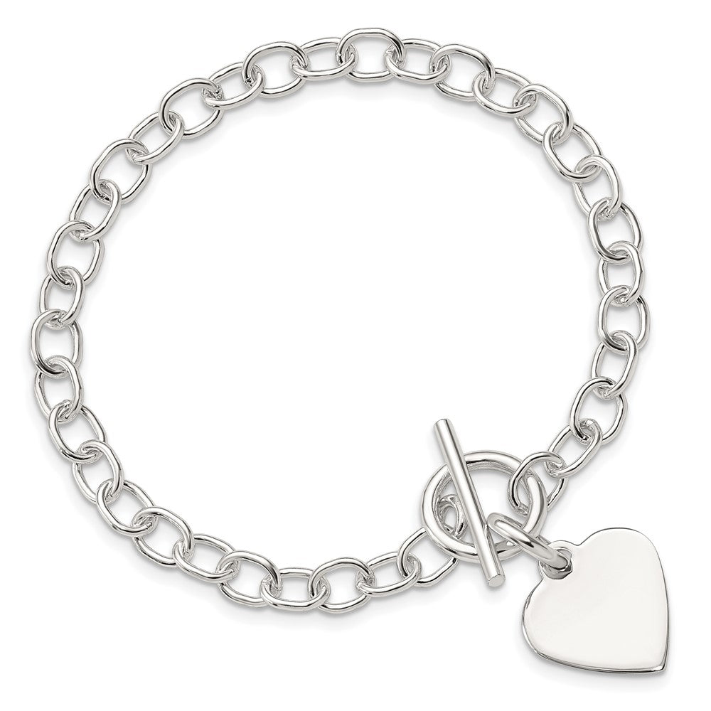 Sterlingsilber Poliert Gravierbar Herz Charm Armband