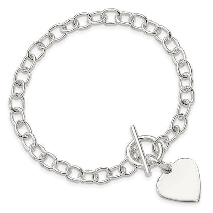 Sterlingsilber Poliert Gravierbar Herz Charm Armband