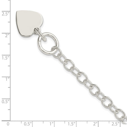 Sterlingsilber Poliert Gravierbar Herz Charm Armband