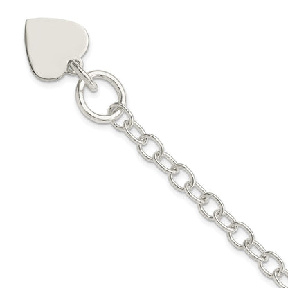 Sterlingsilber Poliert Gravierbar Herz Charm Armband
