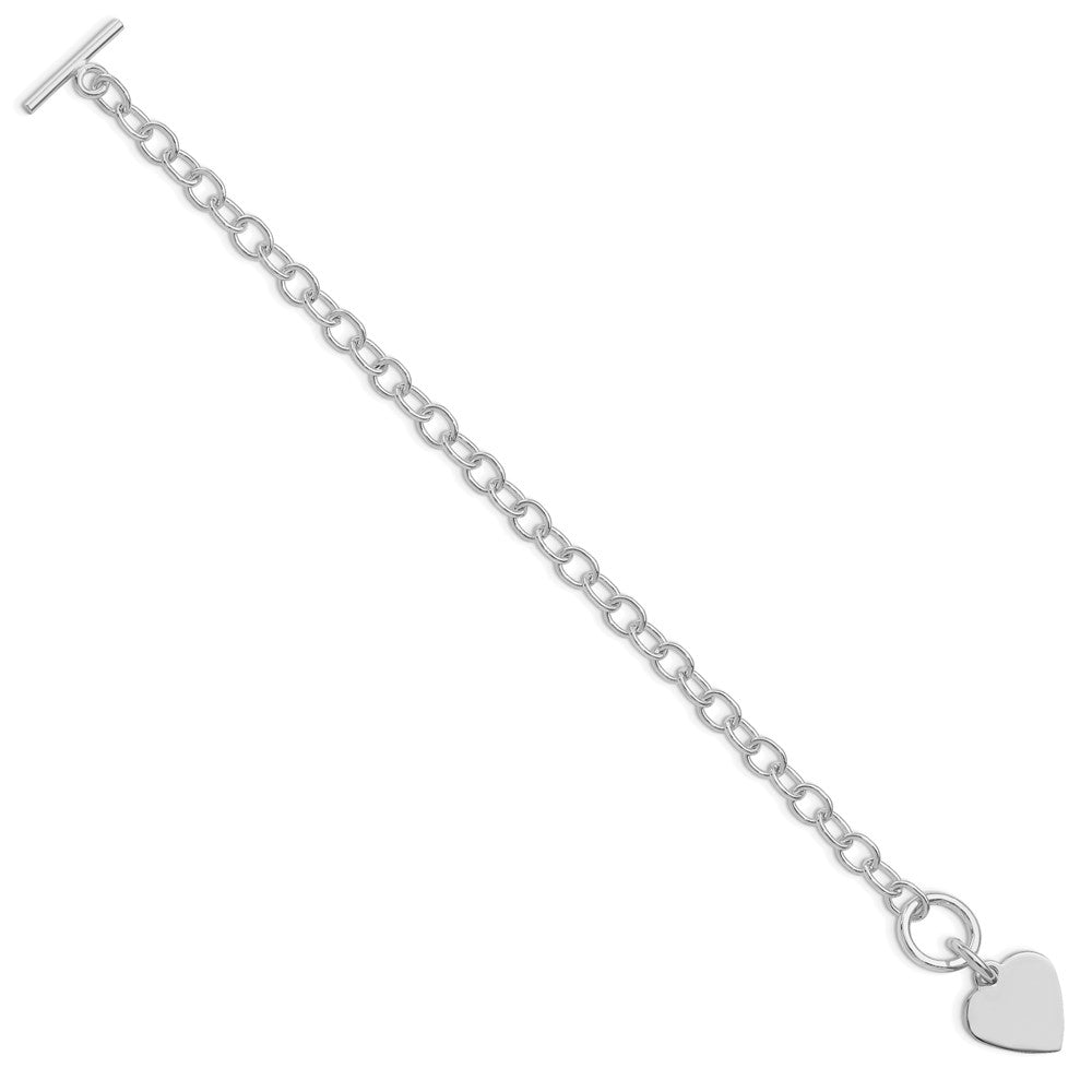Sterlingsilber Rhodiniert Poliert Herz Charm Armband
