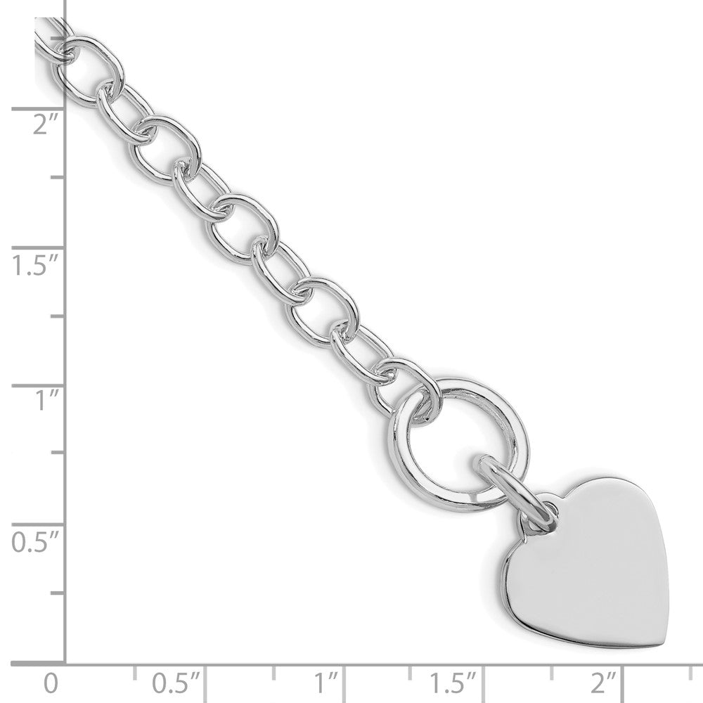 Sterlingsilber Rhodiniert Poliert Herz Charm Armband