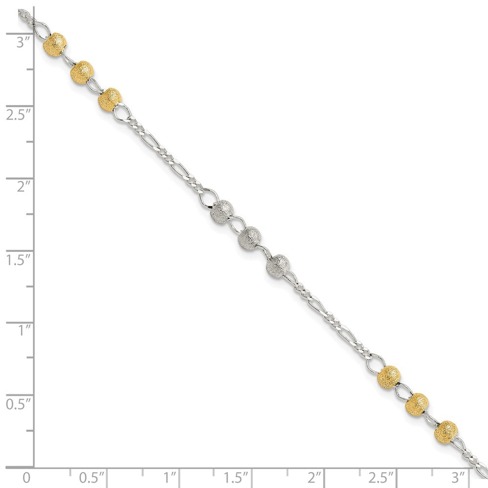 7 Zoll Sterlingsilber Goldfarben Strukturiert Gekugelt Armband