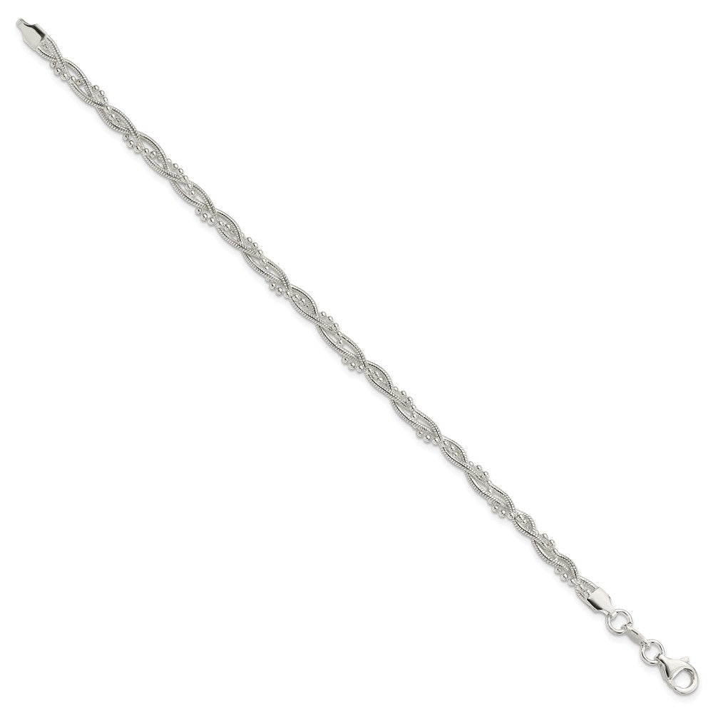 7.5 Zoll Sterlingsilber Fantasie Geflochten Armband