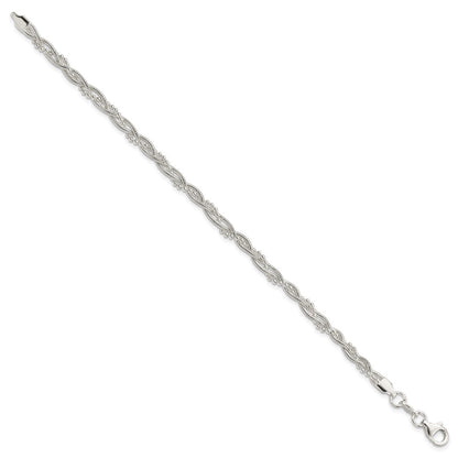 7.5 Zoll Sterlingsilber Fantasie Geflochten Armband