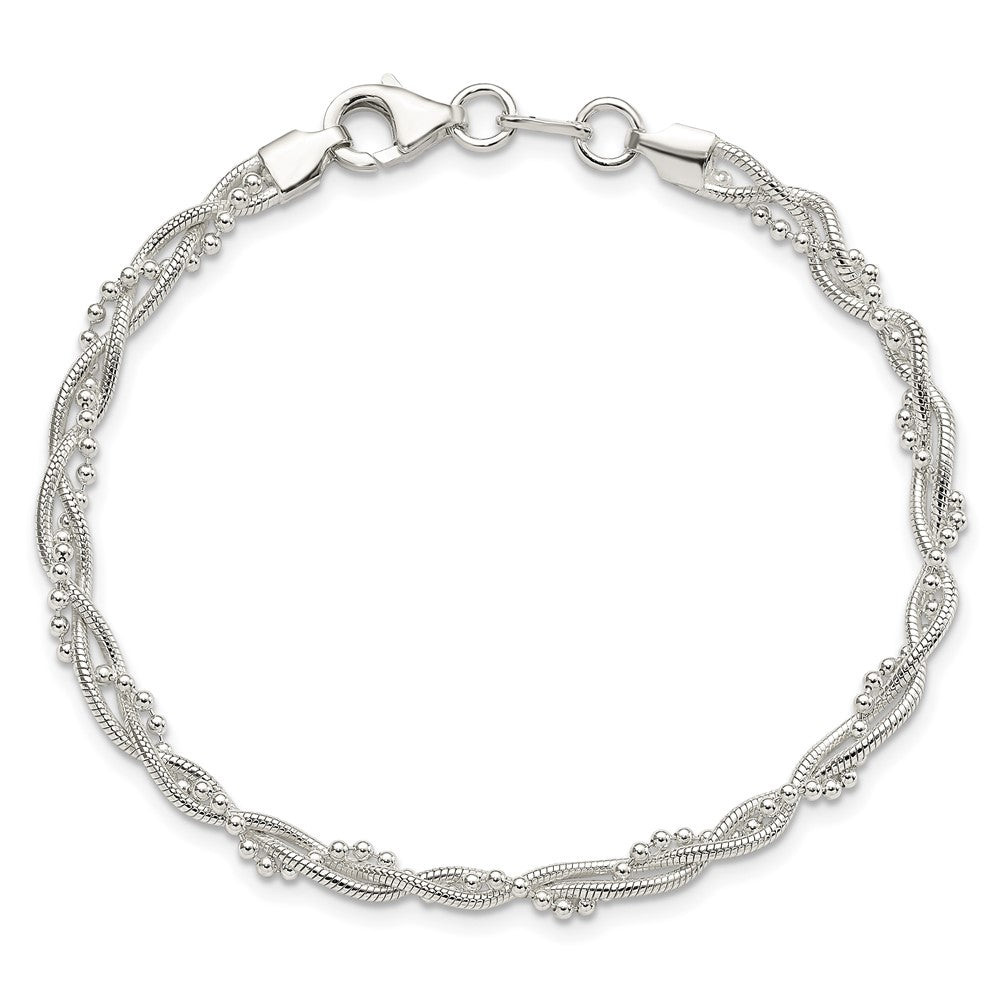 7.5 Zoll Sterlingsilber Fantasie Geflochten Armband