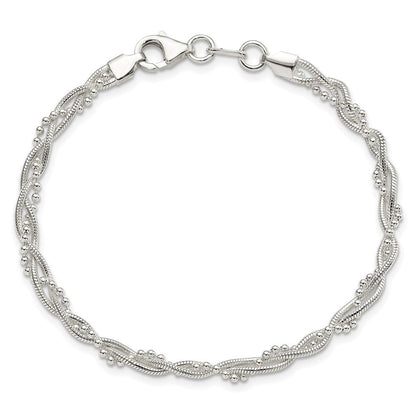 7.5 Zoll Sterlingsilber Fantasie Geflochten Armband