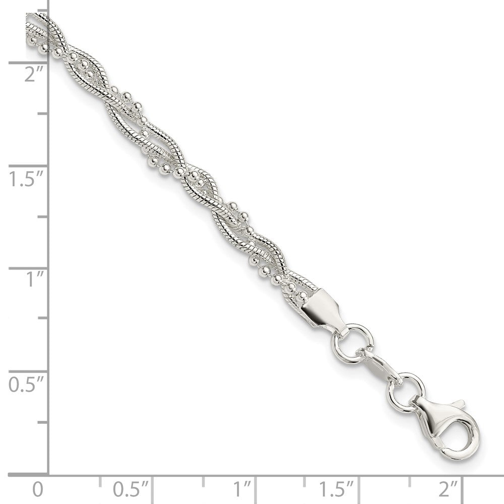 7.5 Zoll Sterlingsilber Fantasie Geflochten Armband