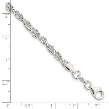 7.5 Zoll Sterlingsilber Fantasie Geflochten Armband