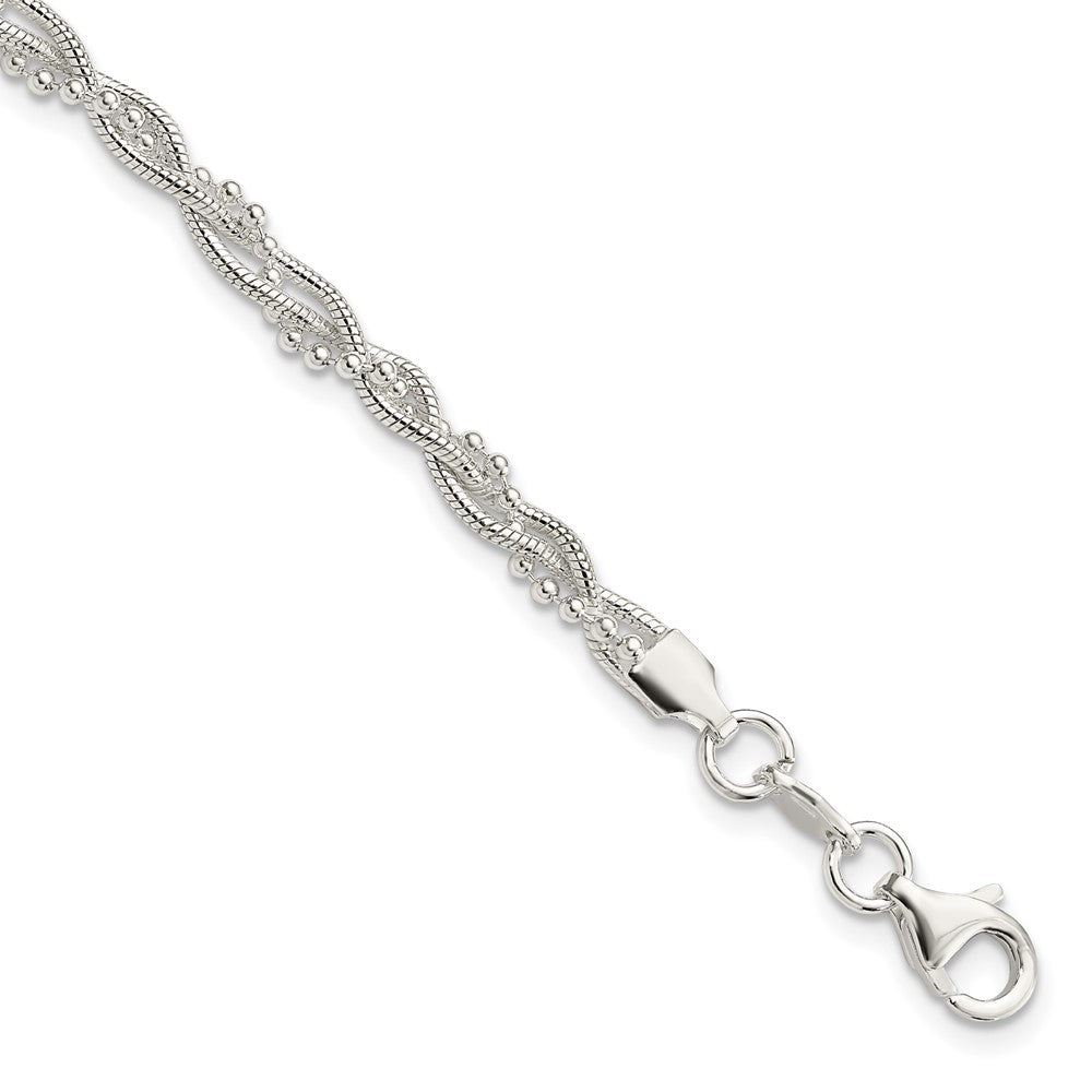 7.5 Zoll Sterlingsilber Fantasie Geflochten Armband