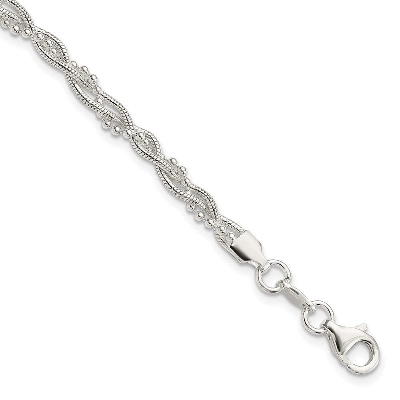 7.5 Zoll Sterlingsilber Fantasie Geflochten Armband