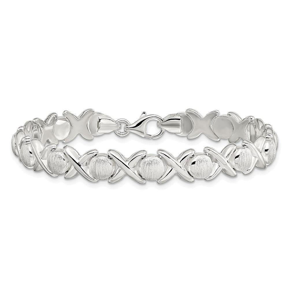 Sterlingsilber Poliert und Satiniert X O Armband