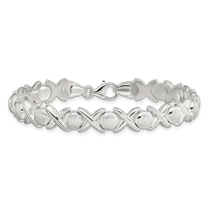Sterlingsilber Poliert und Satiniert X O Armband
