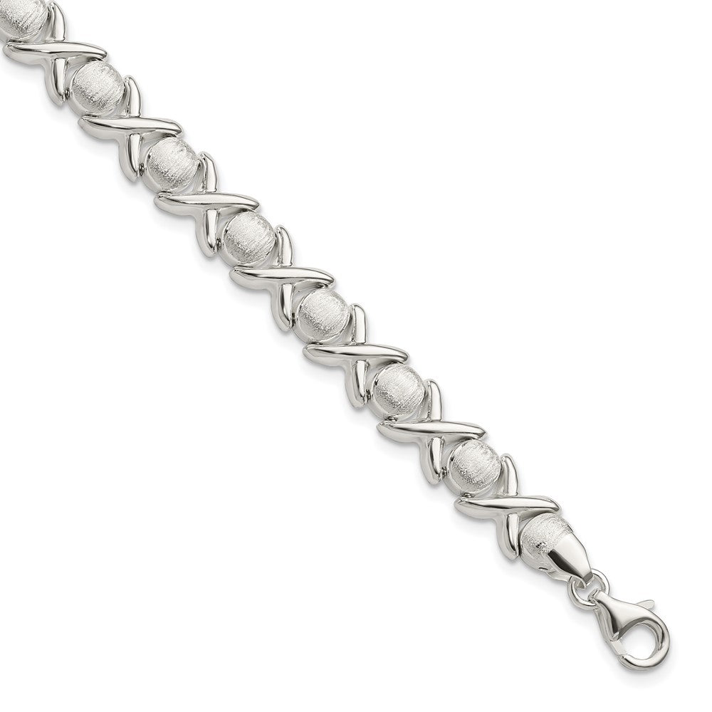 Sterlingsilber Poliert und Satiniert X O Armband