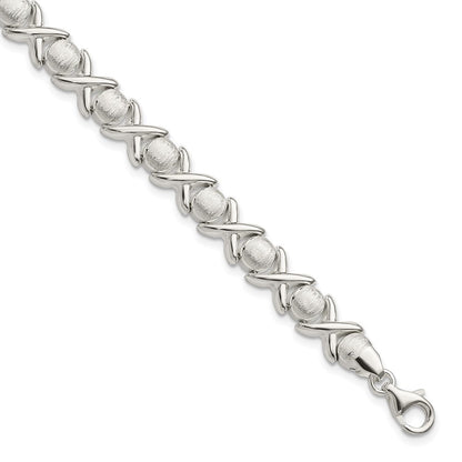 Sterlingsilber Poliert und Satiniert X O Armband