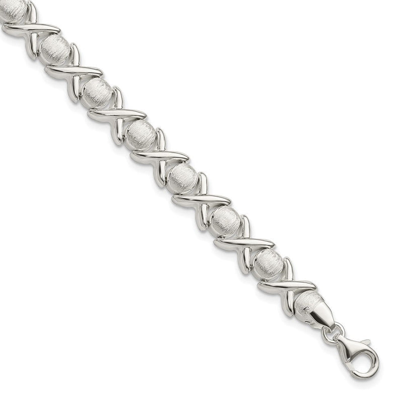 Sterlingsilber Poliert und Satiniert X O Armband