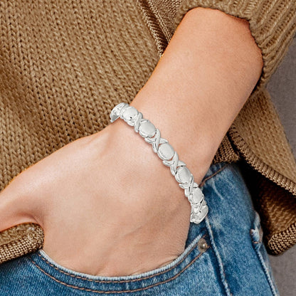 Sterlingsilber Poliert und Satiniert X O Armband