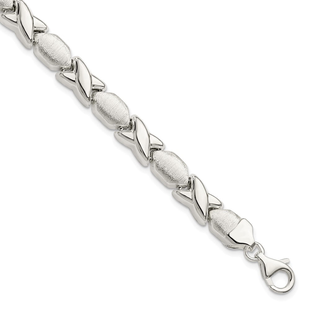 Sterlingsilber Poliert und Satiniert X O Armband