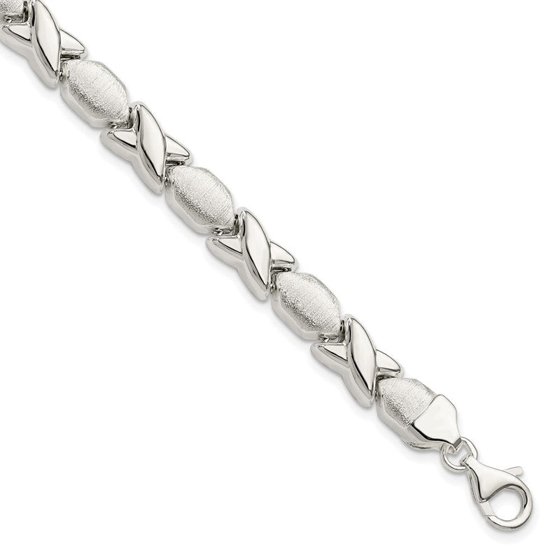 Sterlingsilber Poliert und Satiniert X O Armband
