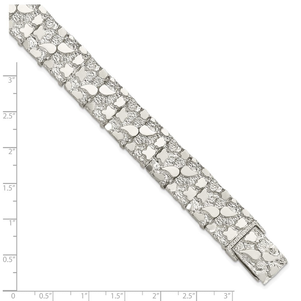 8.5 Zoll Sterlingsilber 15mm Nugget Armband