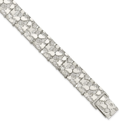 8.5 Zoll Sterlingsilber 15mm Nugget Armband