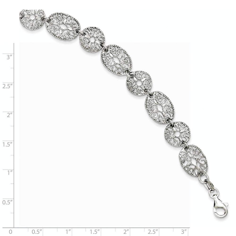 8.25 Zoll Sterlingsilber Rhodium Poliert Kreise Armband