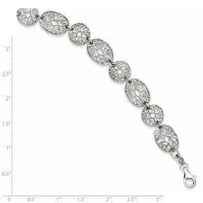 8.25 Zoll Sterlingsilber Rhodium Poliert Kreise Armband